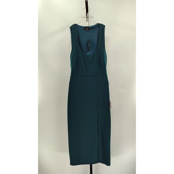 Lulus Women Sultry Elegance Cutout Bodycon Midi Dress Dark Teal XL - Picture 2 of 3